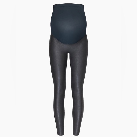 NWT SPANX Mama Faux Leather Leggings in Very Black Maternity Leggings XS - Picture 3 of 7